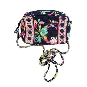 NWOT Vera Bradley Crossbody Bag Mini Quilted Ribbons Print Navy Floral Butterly